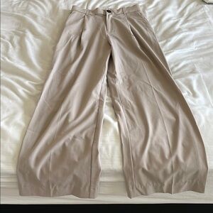 Zara Tan Wide-Leg Trousers with Relaxed Fit